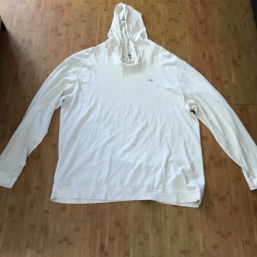 Lacoste Sweatshirt Men Size 8 XXL White Hooded Long Sleeve Athleisure Pullover